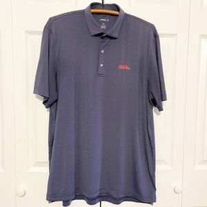 Johnnie-O Ole Miss Performance Striped Polo Shirt Short Sleeve Size XL